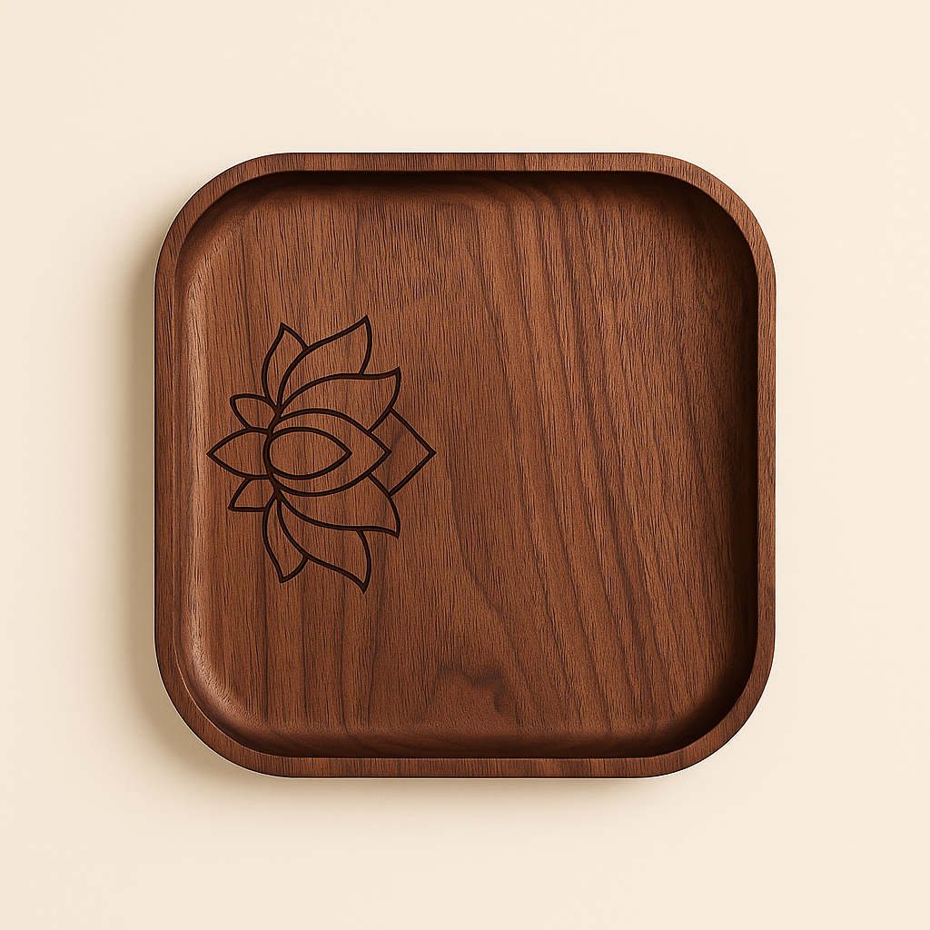 Solid Walnut Keep-All Tray with Incense Holder